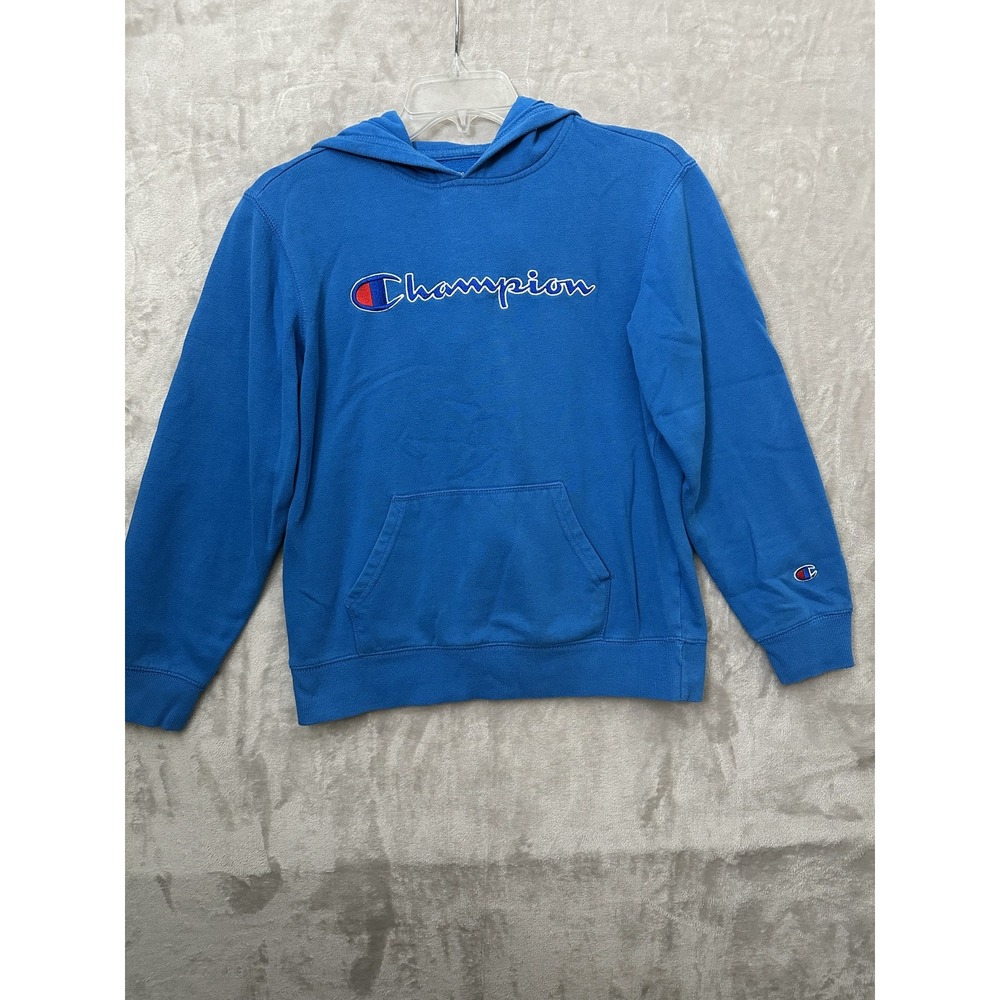 Champion Hoodie Womens Large Blue Pullover Athletic Sweatshirt Embroidered Logo